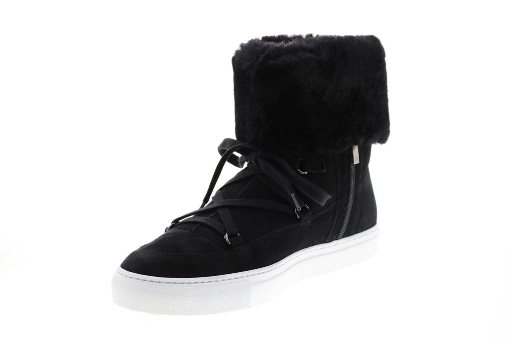 Aquatalia Valarie Suede Shearling Womens Black Suede Zip Laced Boots