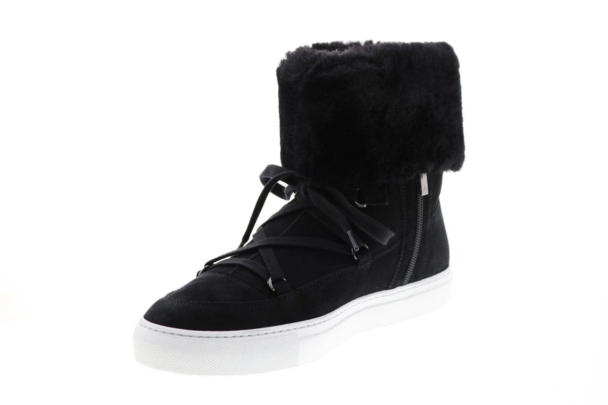 Aquatalia Valarie Suede Shearling Womens Black Suede Zip Laced Boots