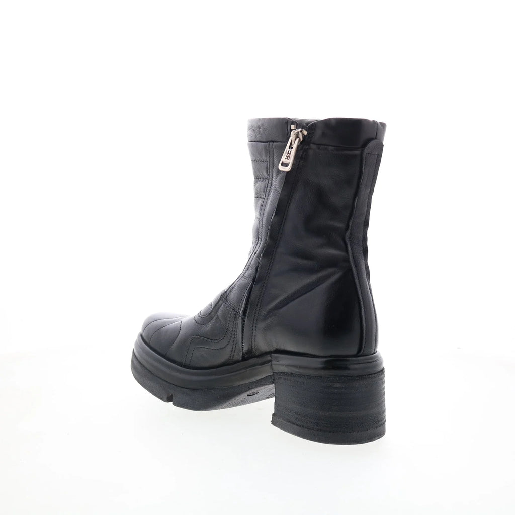 Ethel Womens Black Leather Zipper Casual Dress Boots