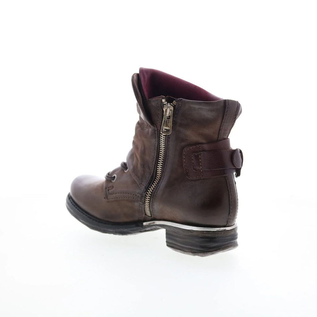 Simon Womens Brown Leather Zipper Casual Dress Boots