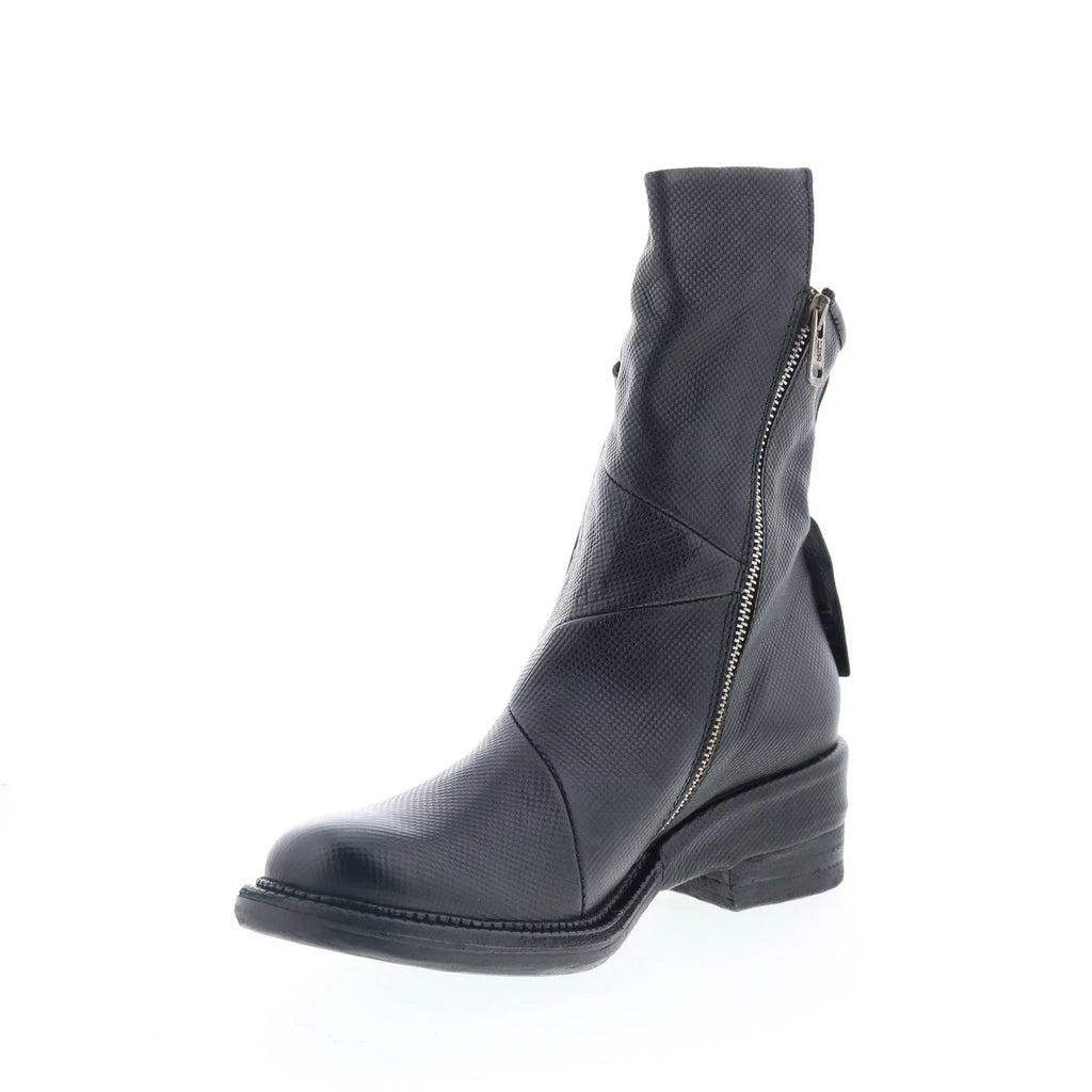 Stratford Womens Black Leather Zipper Casual Dress Boots