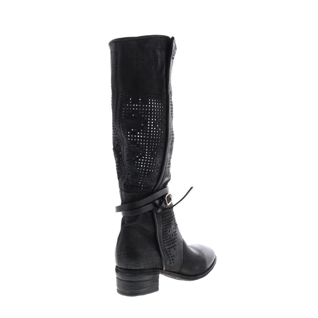 Gene A40313-101 Womens Black Leather Hook & Loop Knee High Boots