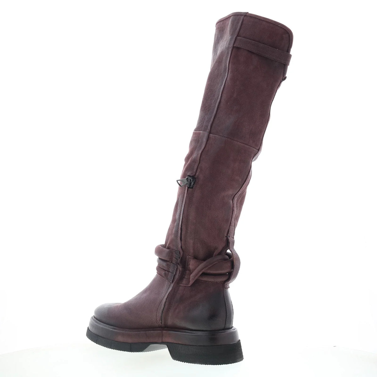 Vick Womens Brown Leather Zipper Knee High Boots