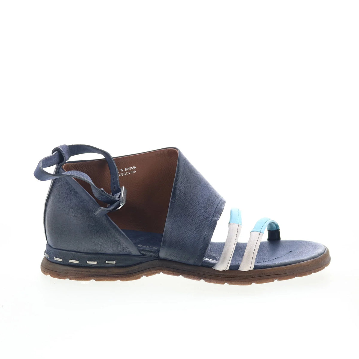 Merv A46005-101-0005 Womens Blue Leather Wedges Sandals Shoes