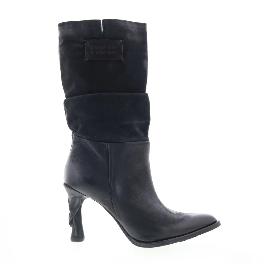Faron Womens Black Leather Zipper Casual Dress Boots