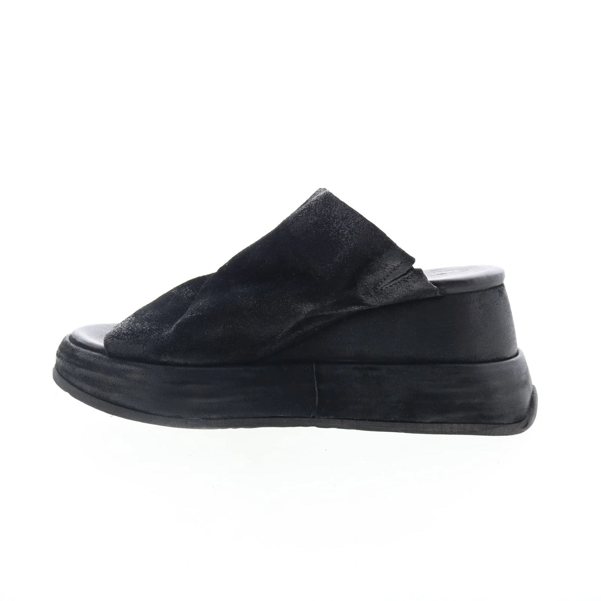 Rafe Womens Black Leather Slip On Platform Sandals Shoes