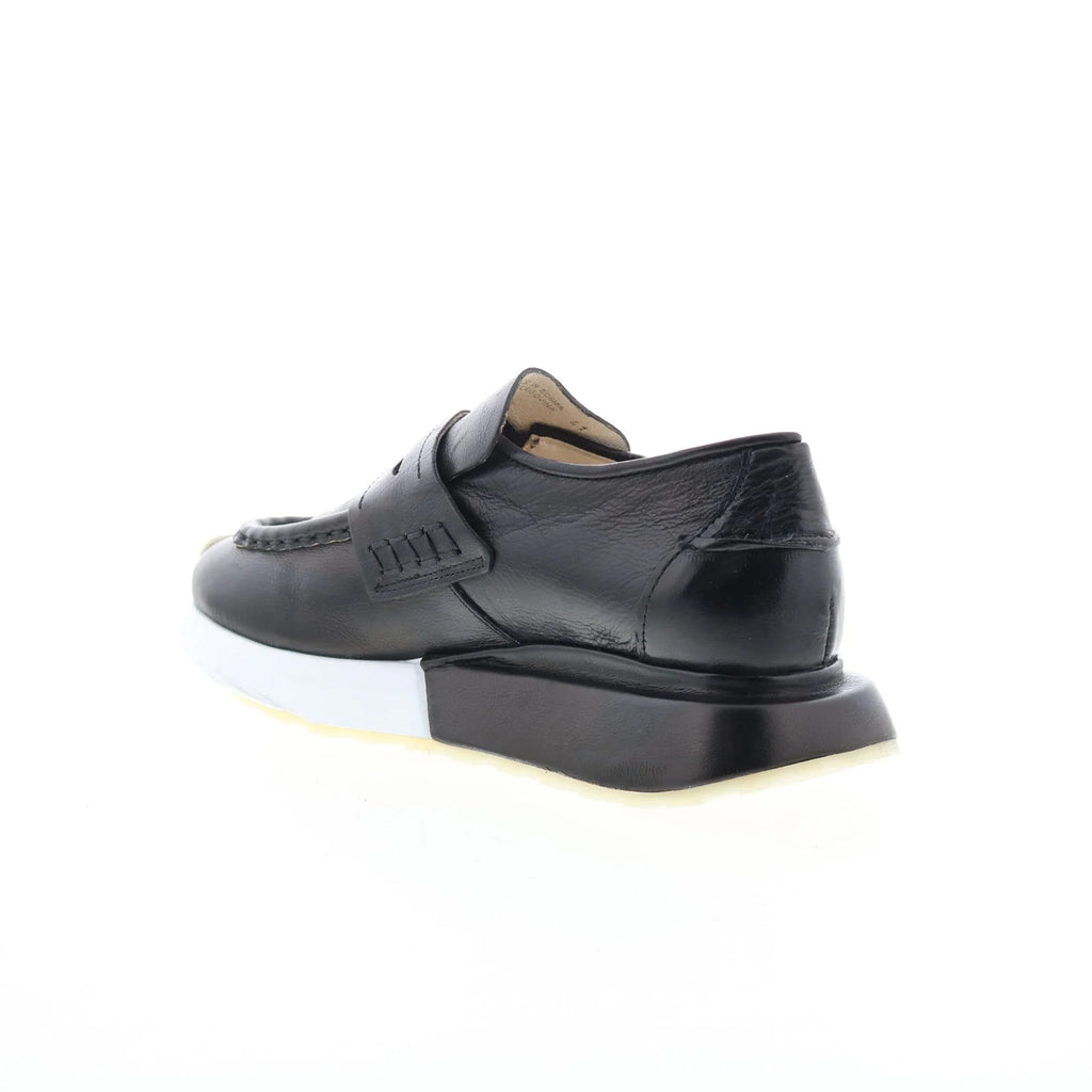 Elian Womens Black Leather Slip On Lifestyle Sneakers Shoes