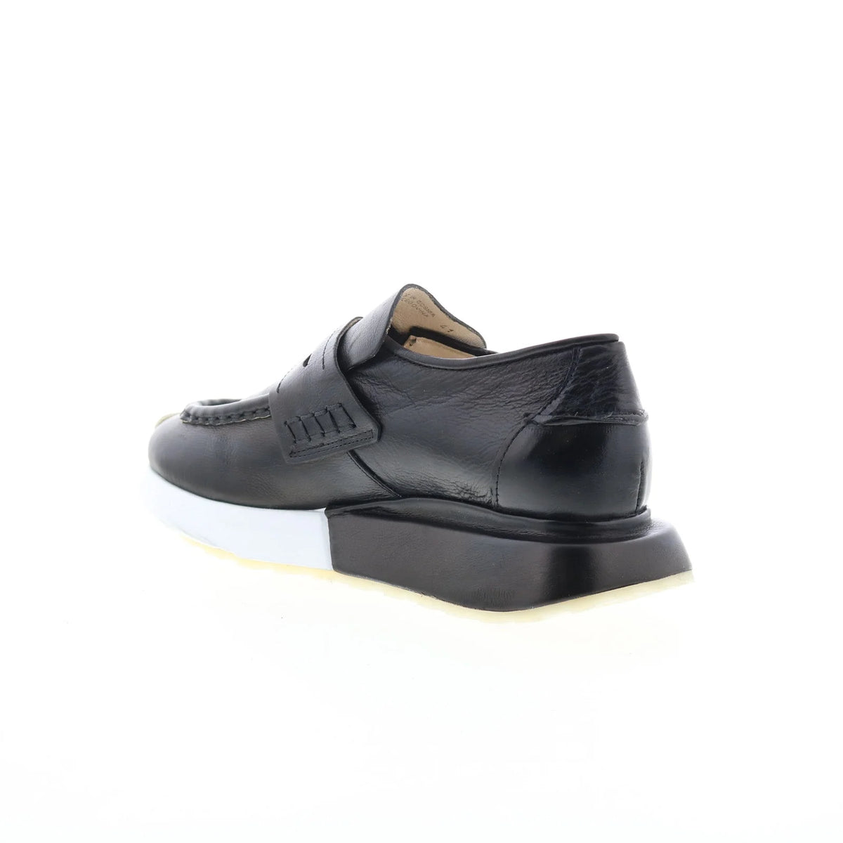 Elian Womens Black Leather Slip On Lifestyle Sneakers Shoes