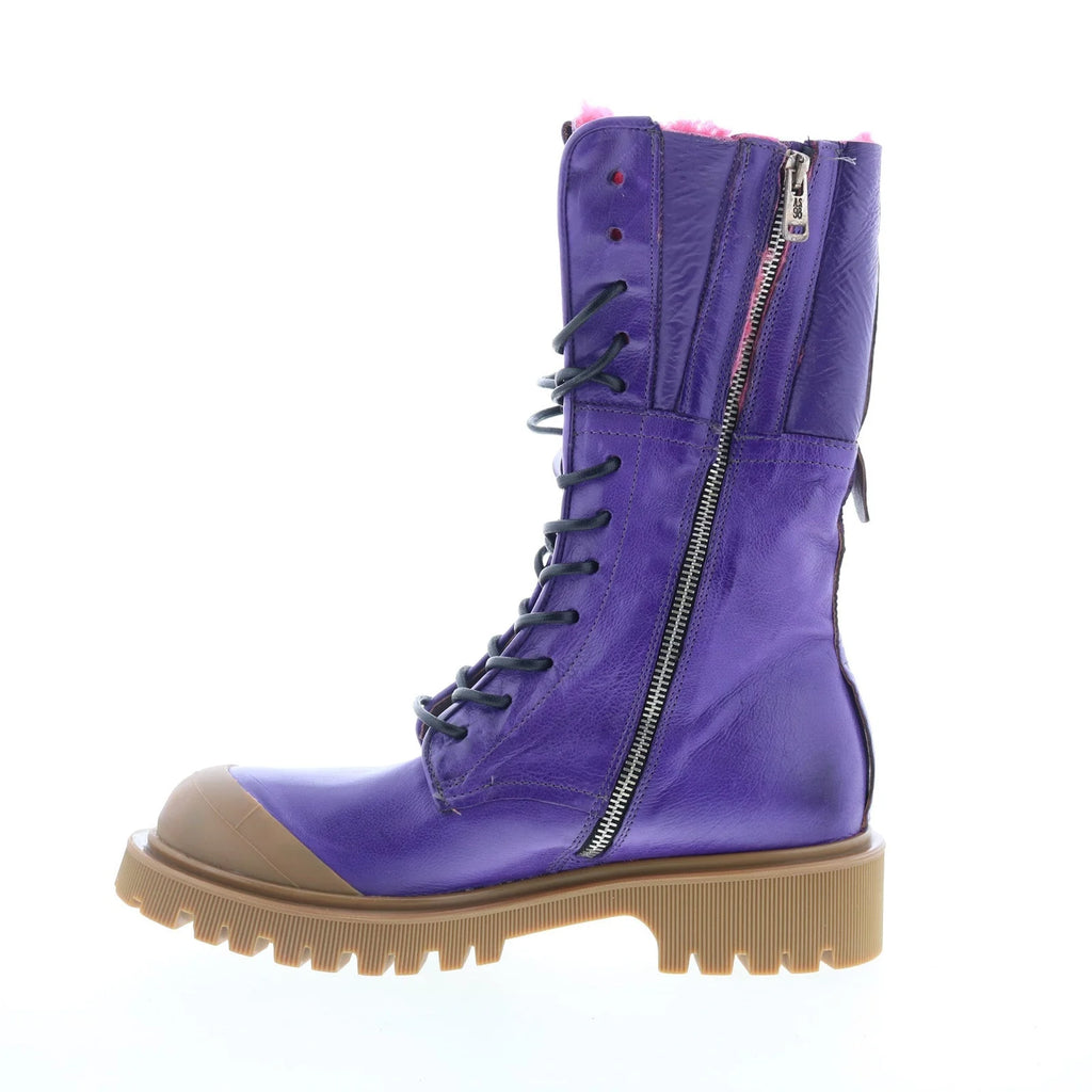 Trey Fur Womens Purple Leather Zipper Casual Dress Boots