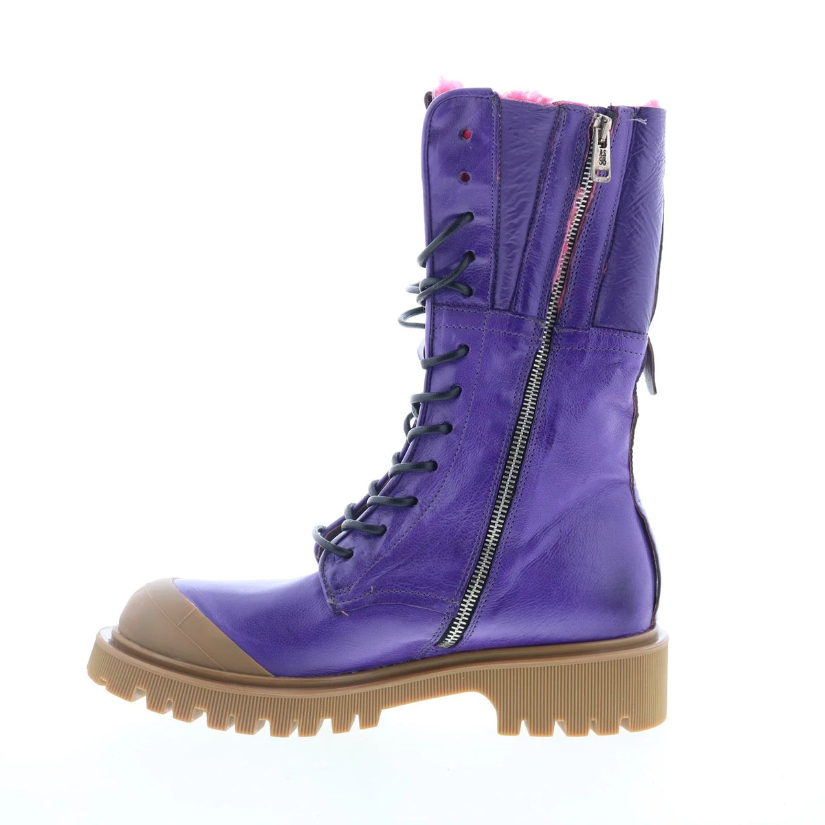 Trey Fur Womens Purple Leather Zipper Casual Dress Boots