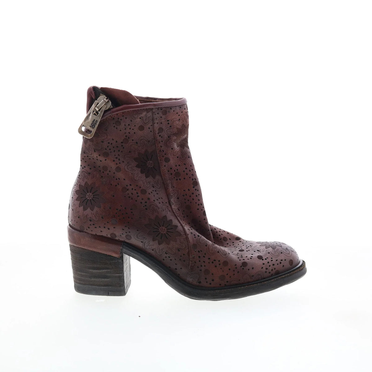 Jase Floral Womens Brown Leather Zipper Casual Dress Boots