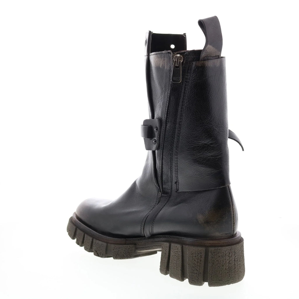 Hallsey A54202-101 Womens Black Leather Casual Dress Boots
