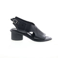 Lucca Womens Black Leather Hook & Loop Heeled Sandals Shoes