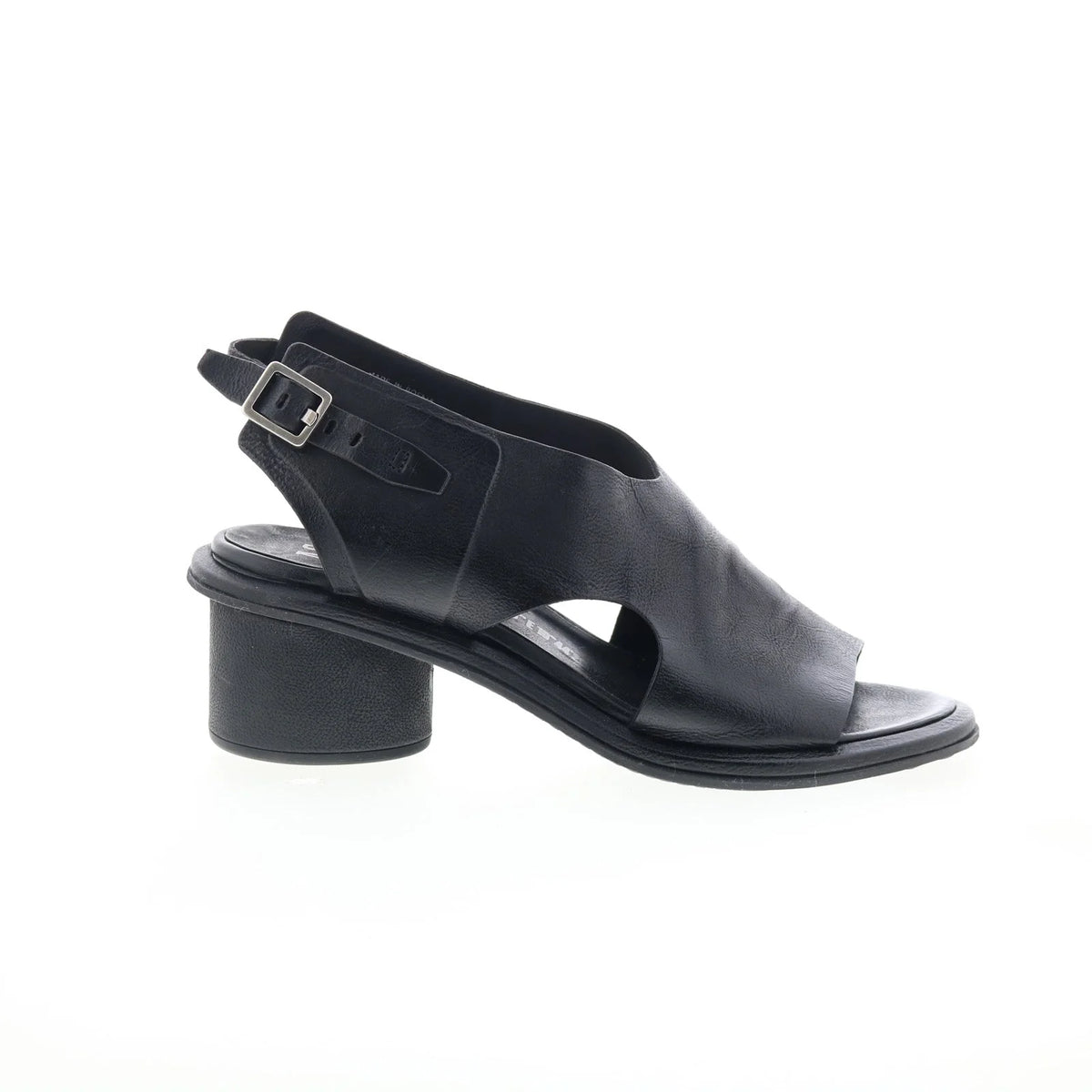 Lucca Womens Black Leather Hook & Loop Heeled Sandals Shoes