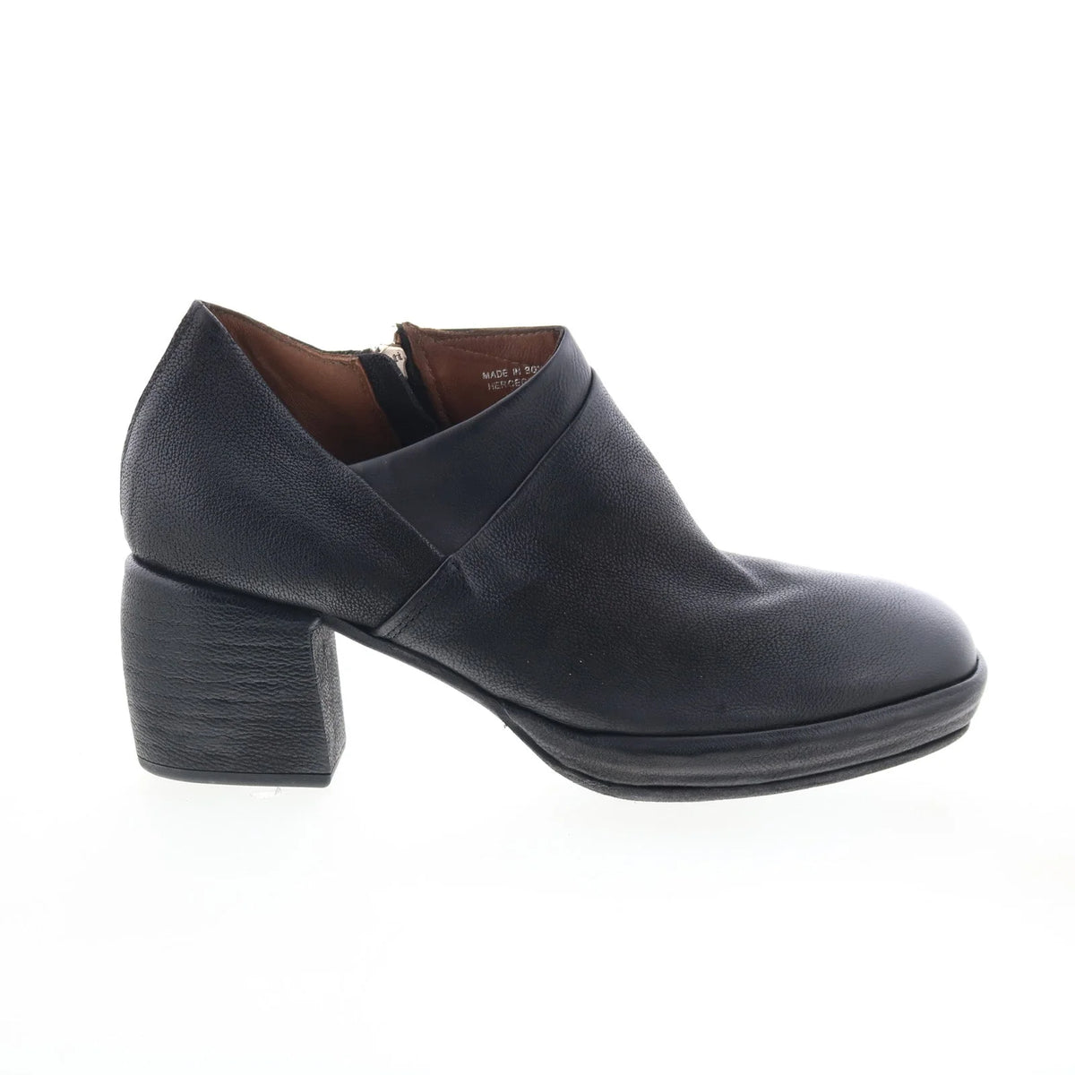 Curtis Womens Black Leather Zipper Ankle & Booties Boots