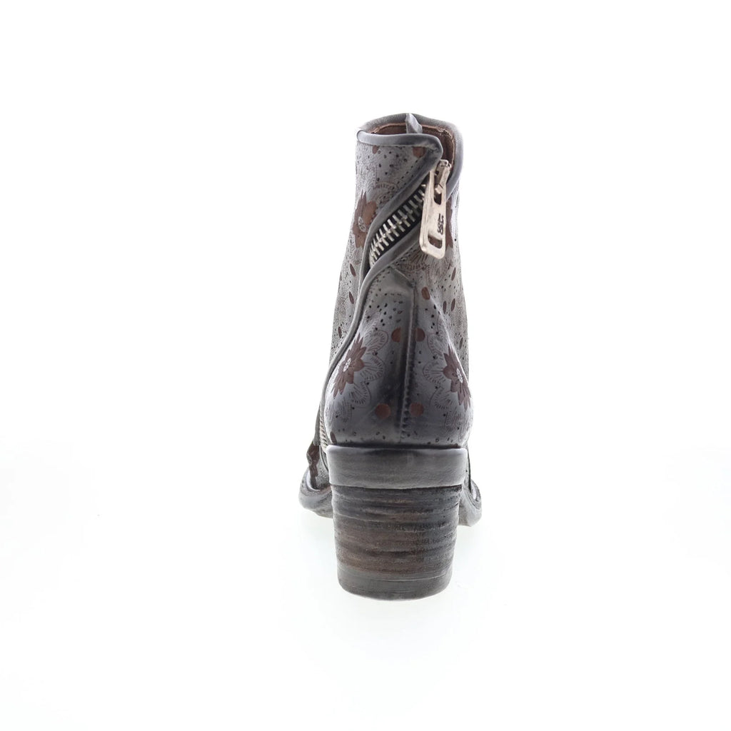Jase Floral Womens Gray Leather Zipper Ankle & Booties Boots
