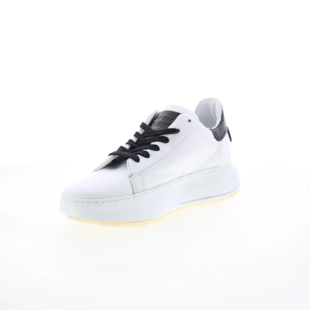 Hannie Womens White Leather Lace Up Lifestyle Sneakers Shoes