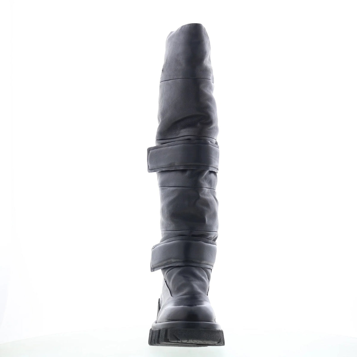 Halpert Womens Black Leather Zipper Knee High Boots