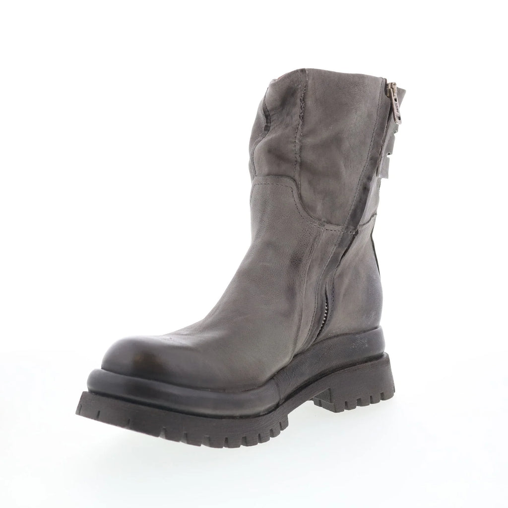 Doran Womens Gray Leather Zipper Casual Dress Boots