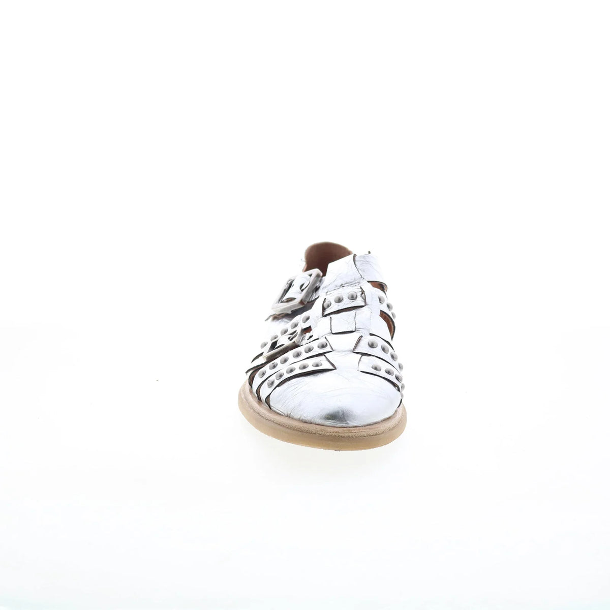 Thorpe Womens Silver Leather Hook & Loop Loafer Flats Shoes