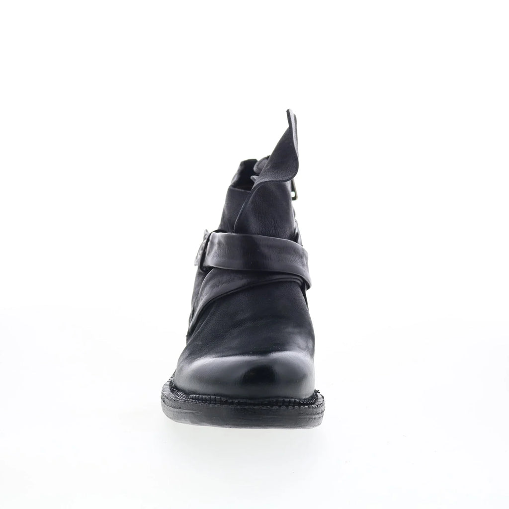 Martina Womens Black Leather Zipper Ankle & Booties Boots
