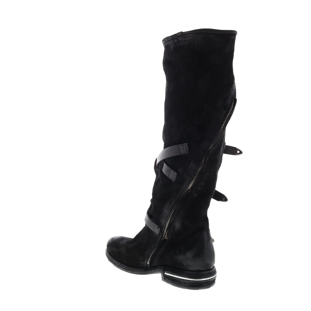 Trigg 516323-201 Womens Black Leather Hook & Loop Knee High Boots