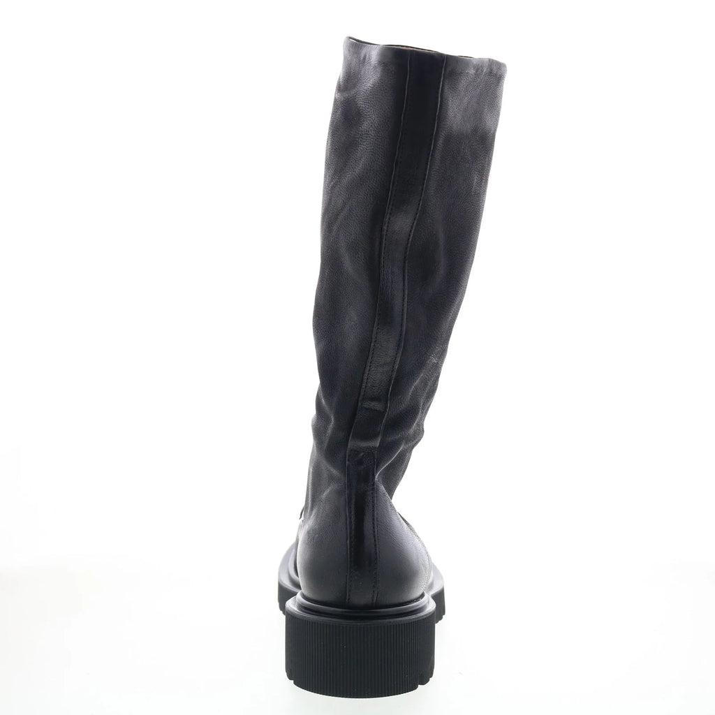 Tayton Womens Black Leather Zipper Knee High Boots