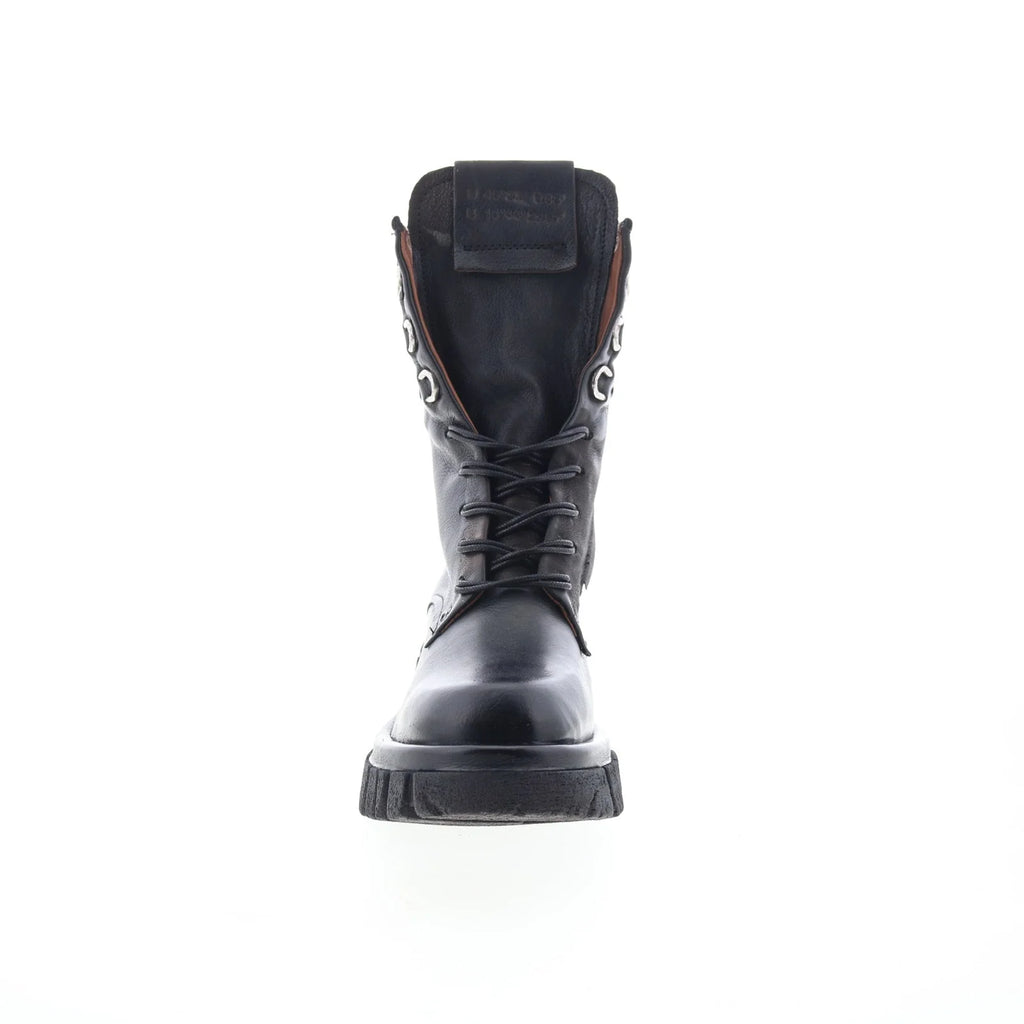 Haider Womens Black Leather Zipper Casual Dress Boots