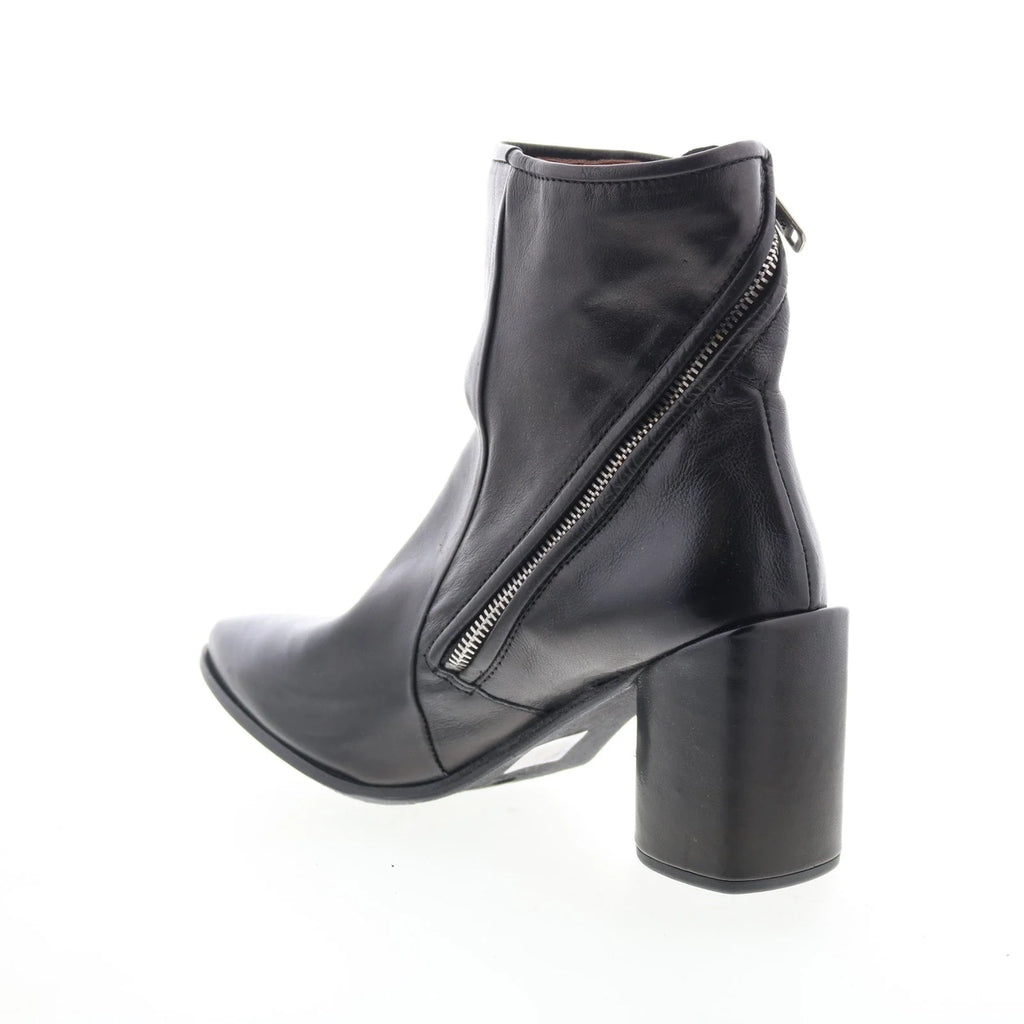 Earl Womens Black Leather Zipper Ankle & Booties Boots