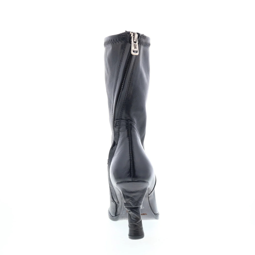 Felicia Womens Black Leather Zipper Ankle & Booties Boots