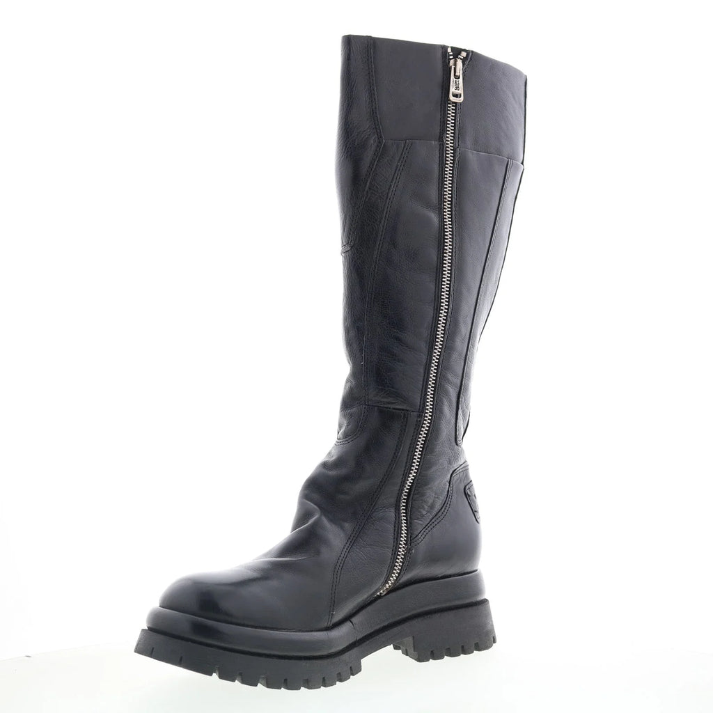 Dulcie Womens Black Leather Zipper Knee High Boots