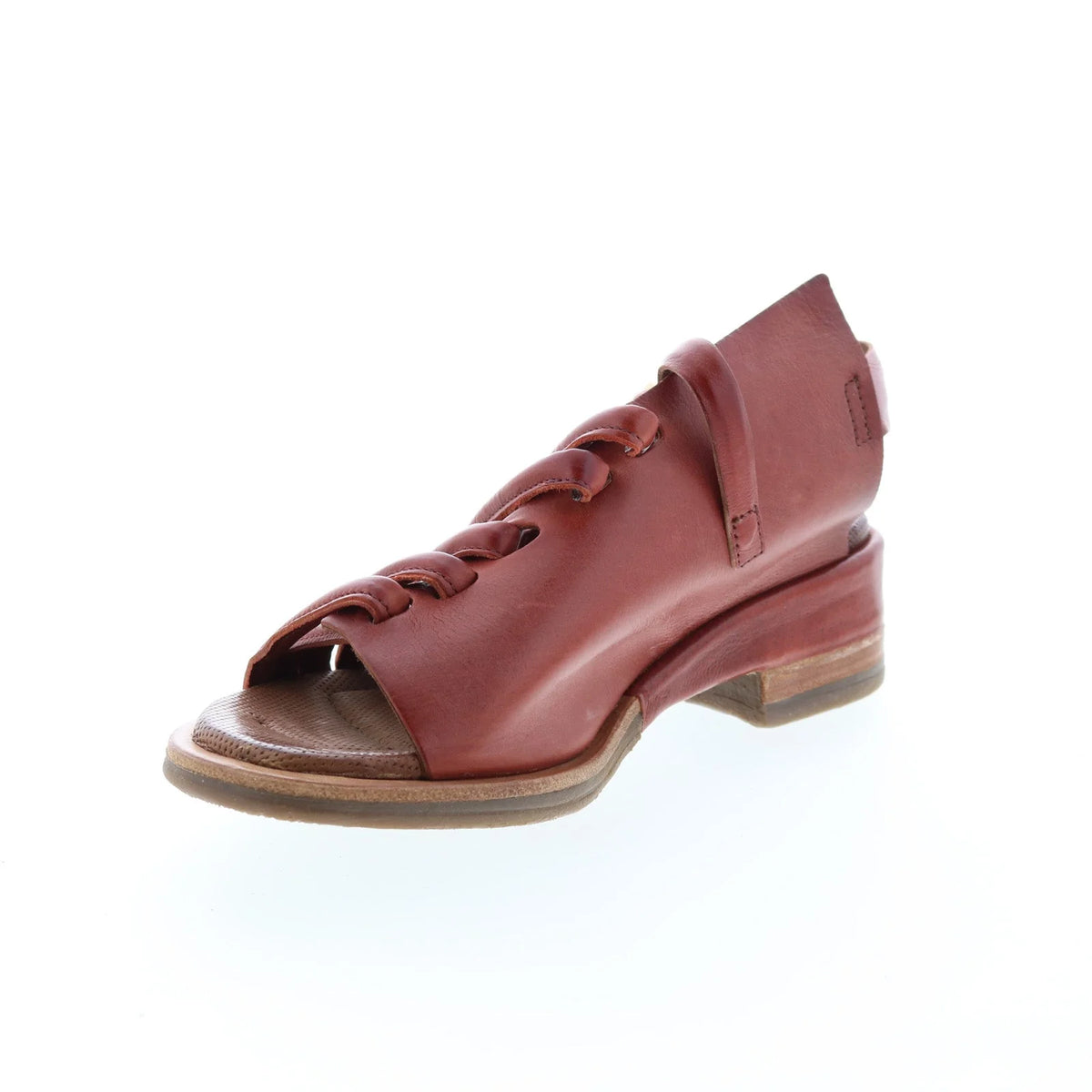 Simmy A70002-201 Womens Brown Leather Hook & Loop Strap Heels Shoes