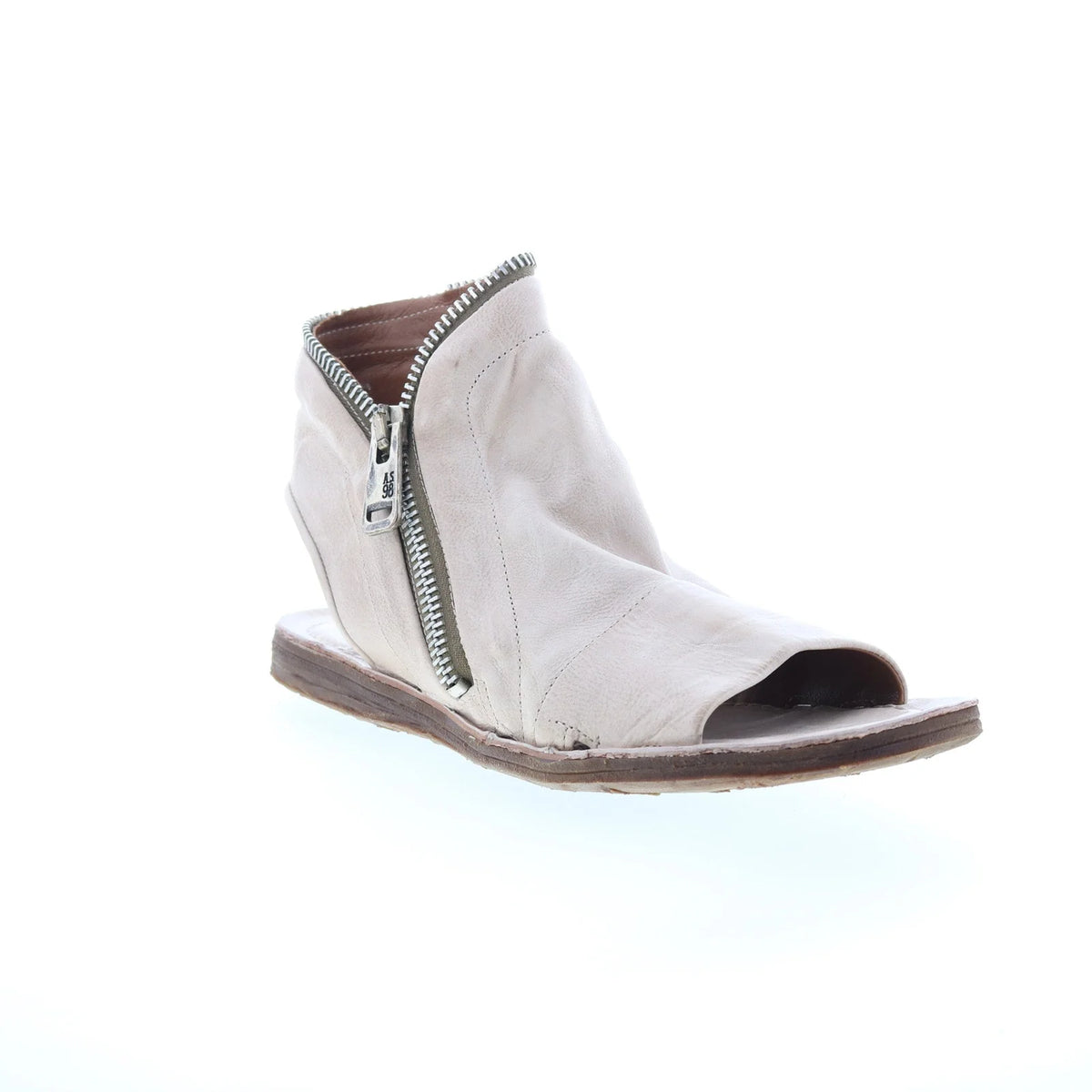 Ritchie Womens Gray Leather Zipper Mule Flats Shoes