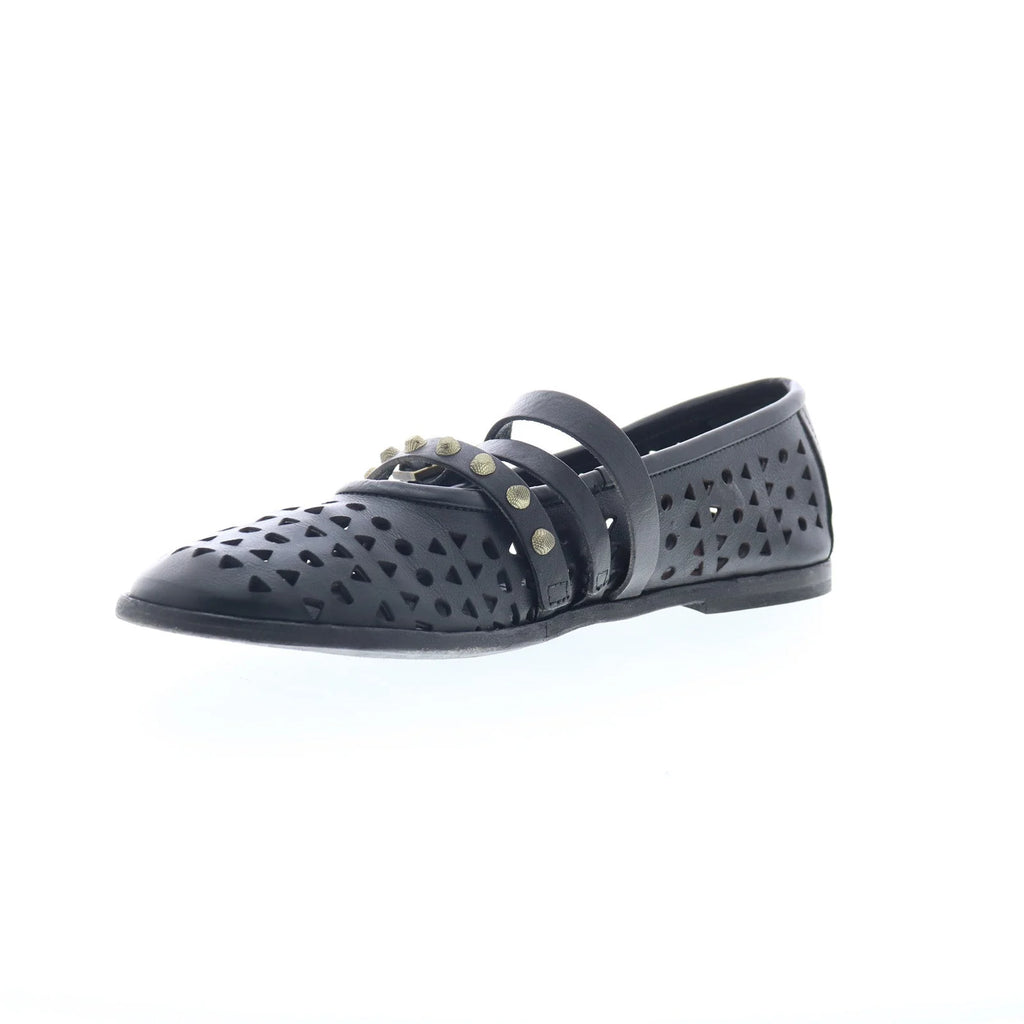Jett Womens Black Leather Hook & Loop Loafer Flats Shoes