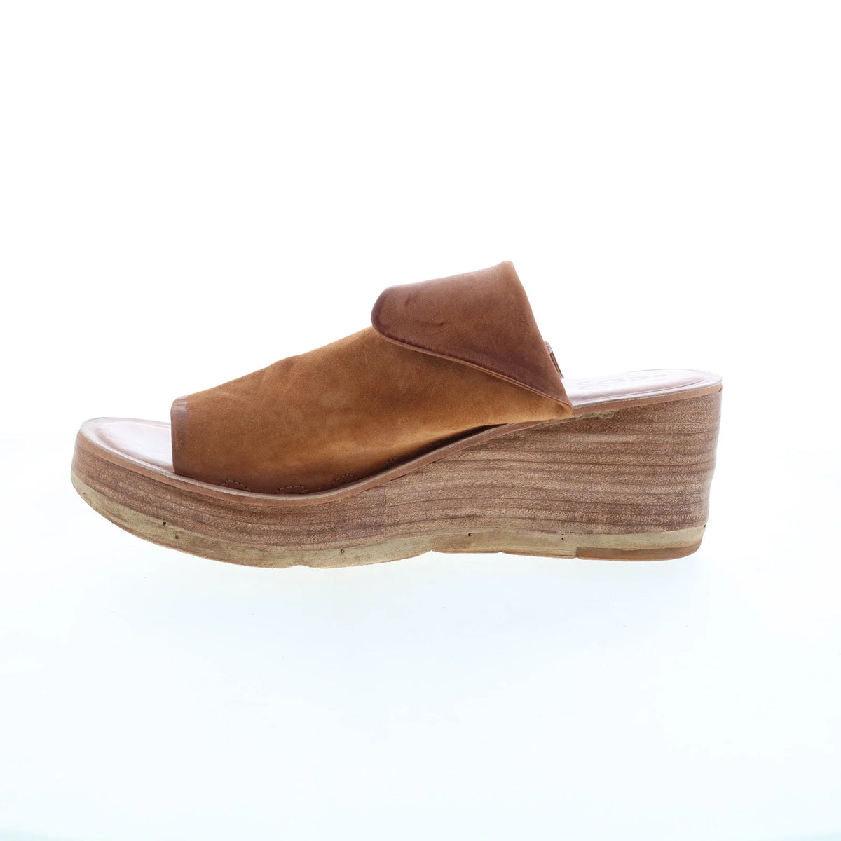 Niels Womens Brown Leather Slip On Wedges Sandals Shoes