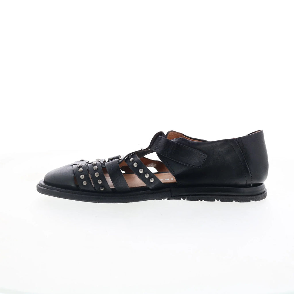Thorpe Womens Black Leather Hook & Loop Loafer Flats Shoes