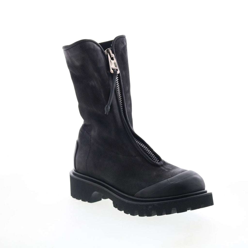 Tobie Womens Black Leather Zipper Casual Dress Boots