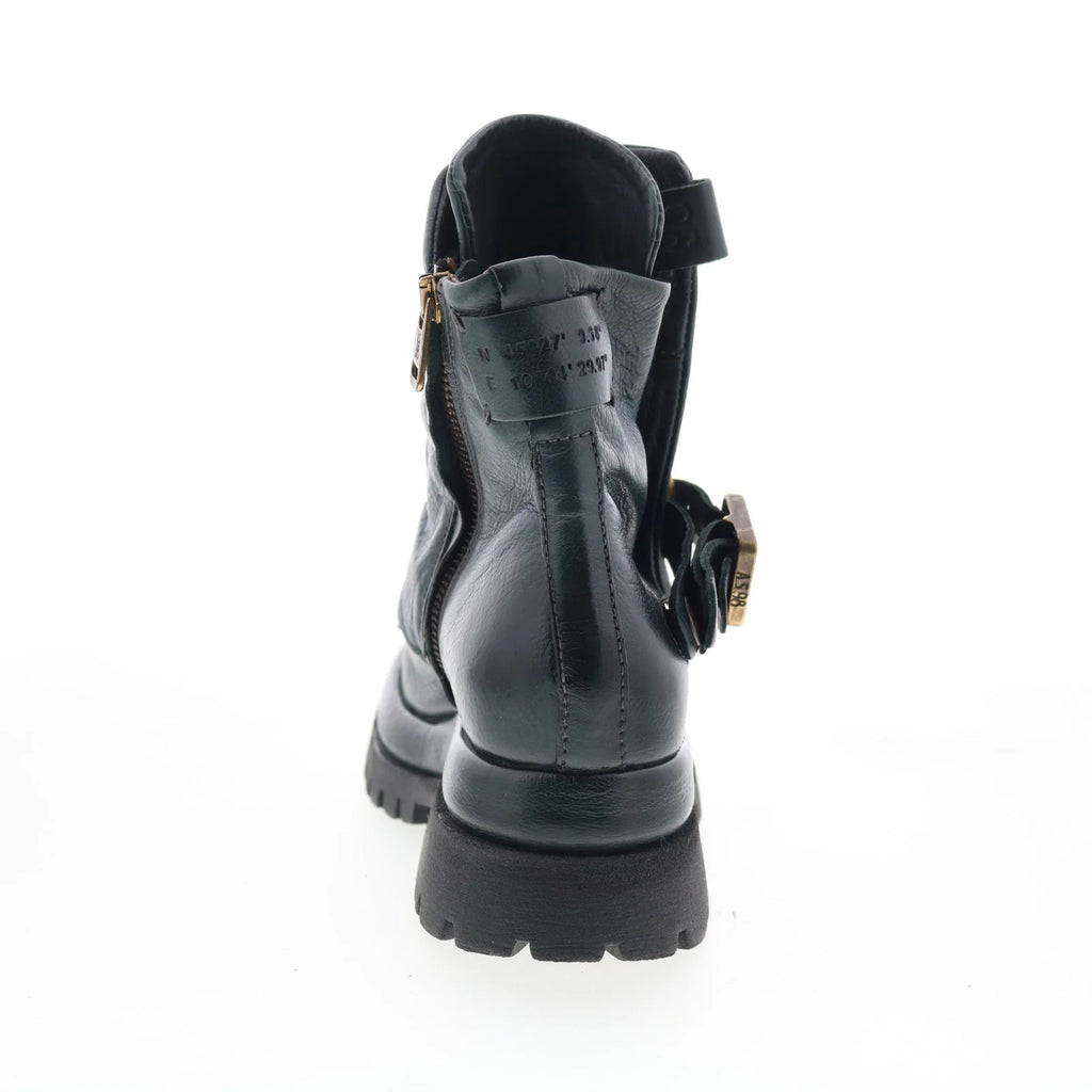 Drakie Womens Green Leather Zipper Casual Dress Boots