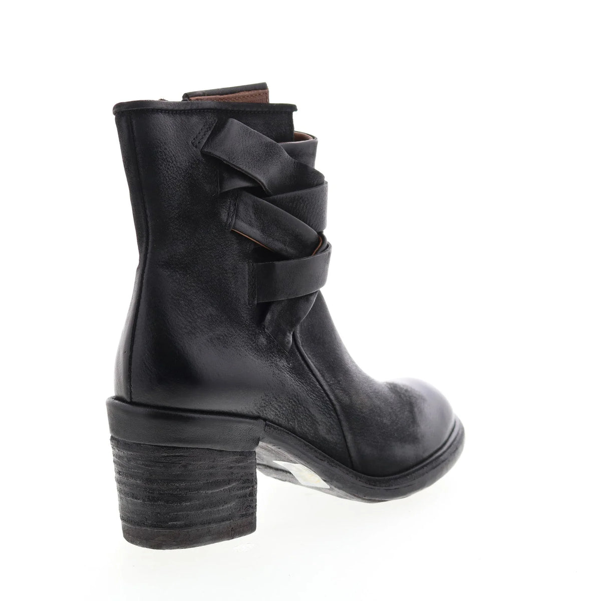 Jacob A24211-301 Womens Black Leather Zipper Mid Calf Boots