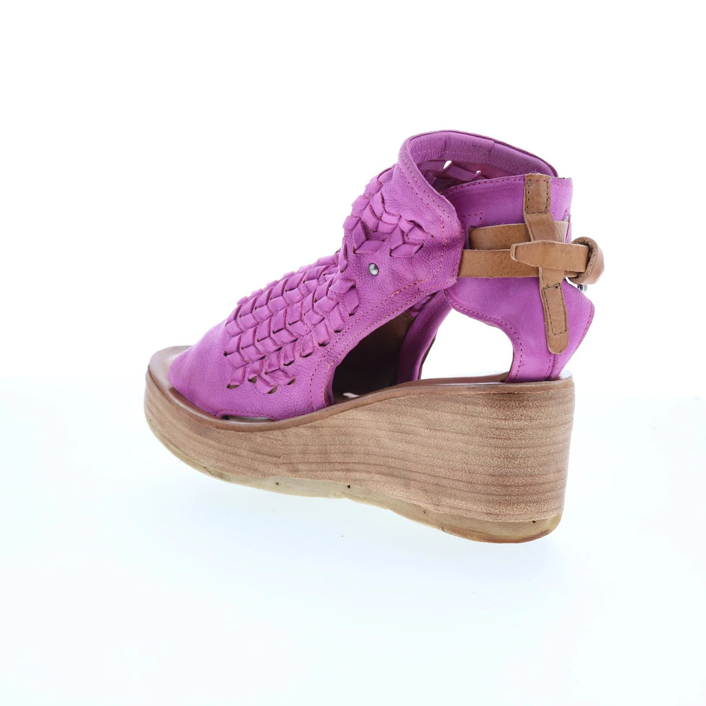 Newbury Womens Pink Leather Hook & Loop Wedges Sandals Shoes