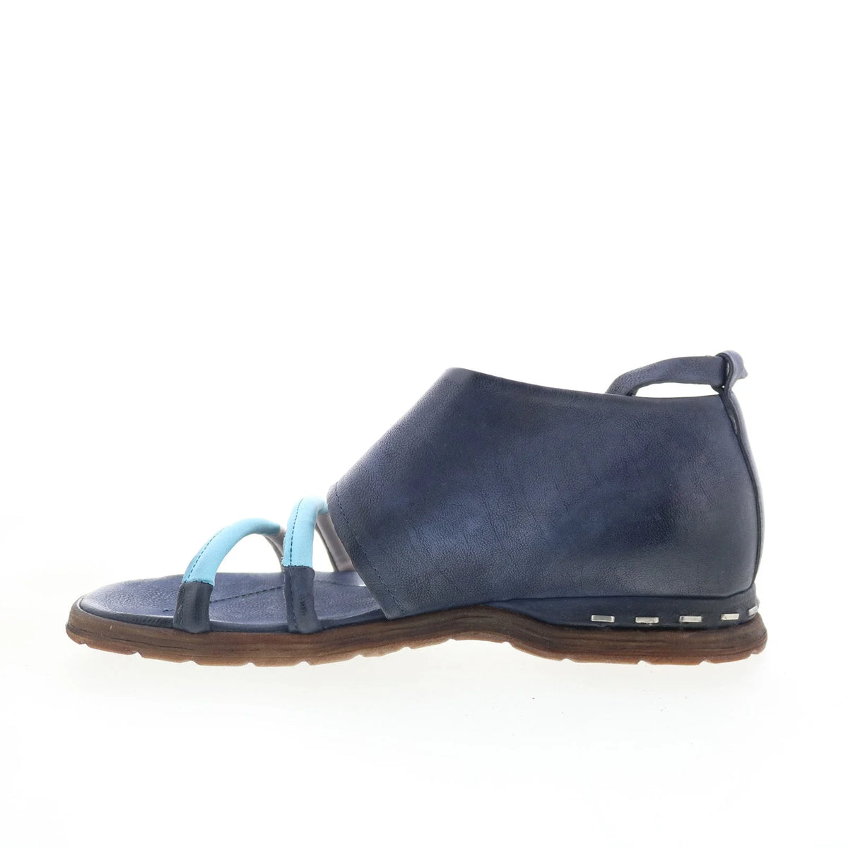 Merv A46005-101-0005 Womens Blue Leather Wedges Sandals Shoes
