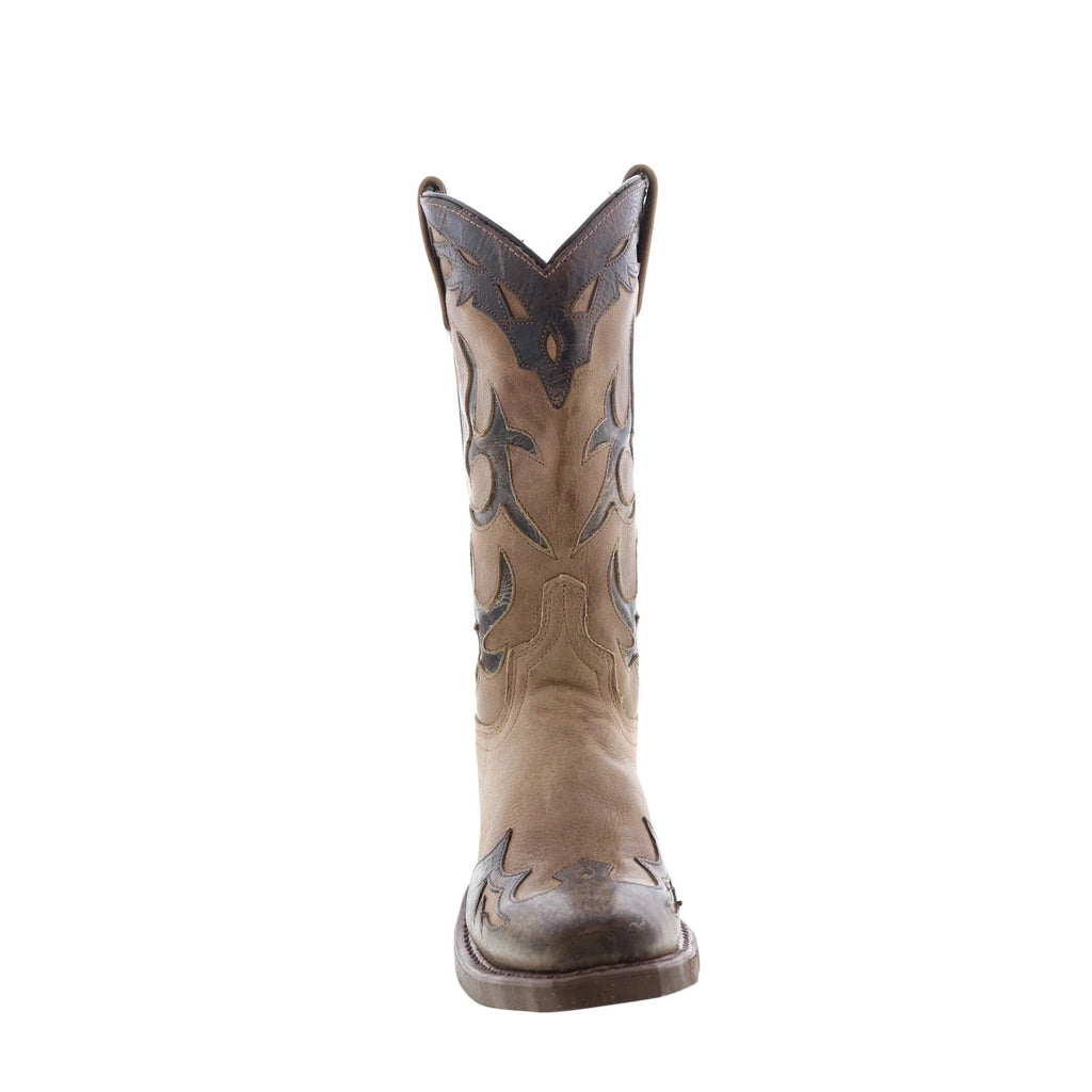 9016 Womens Brown Leather Slip On Cowboy Western Boots