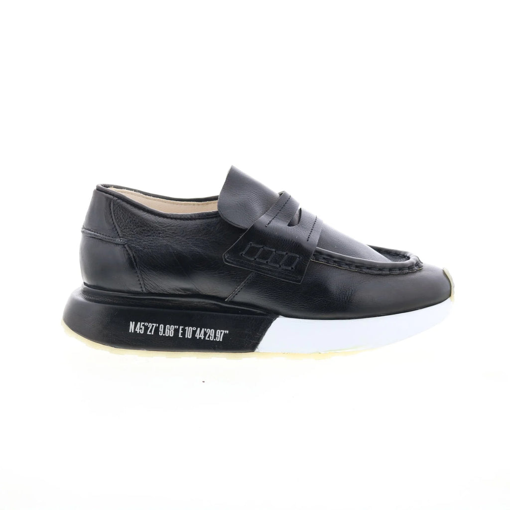 Elian Womens Black Leather Slip On Lifestyle Sneakers Shoes