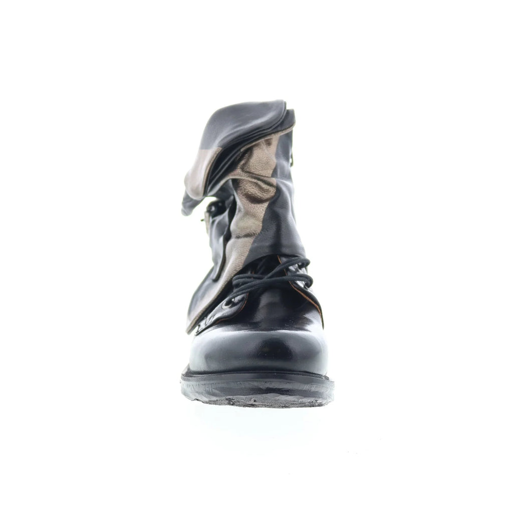 Sebby Womens Black Leather Hook & Loop Ankle & Booties Boots