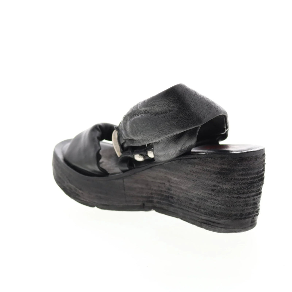Nolie 528078-201 Womens Black Leather Sandals Wedges Shoes