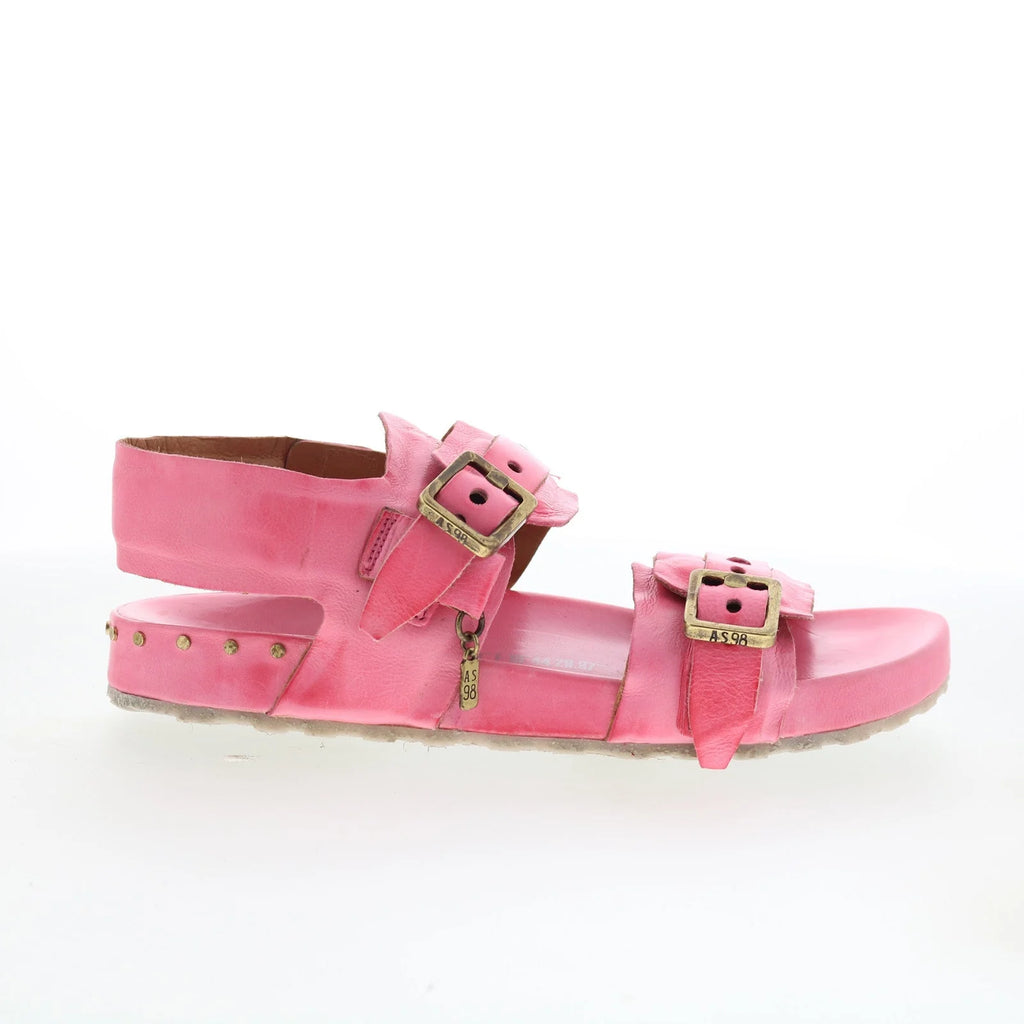 Eastman Womens Pink Leather Hook & Loop Strap Sandals Shoes