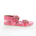 Eastman Womens Pink Leather Hook & Loop Strap Sandals Shoes