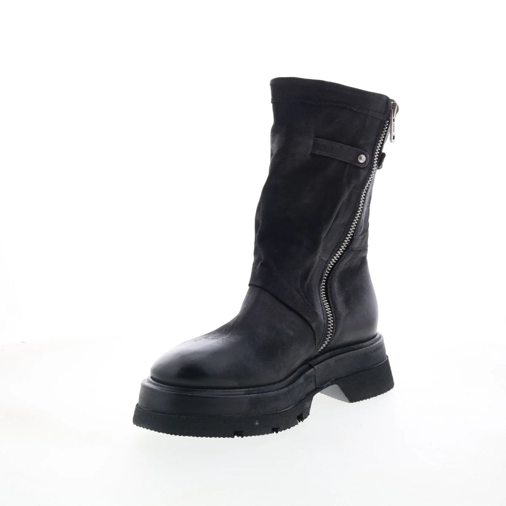 Vinson Womens Black Leather Zipper Casual Dress Boots