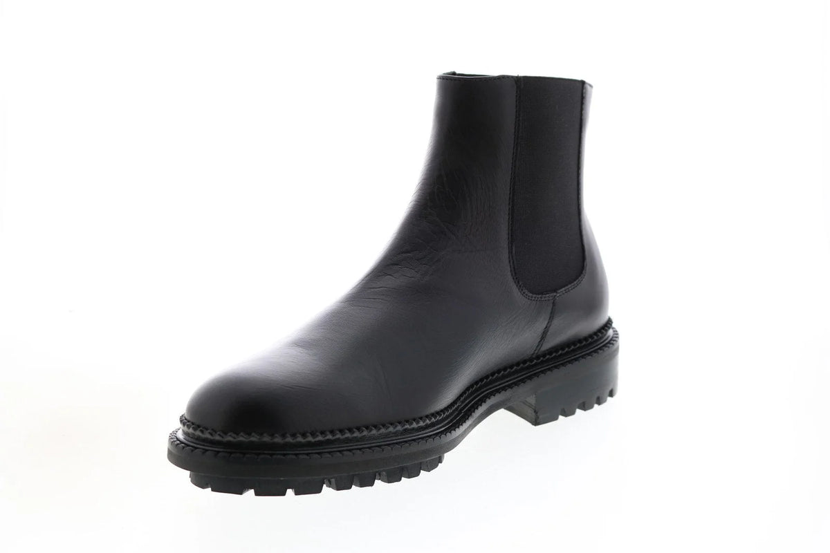Aquatalia Octavio Calf Elastic 34M0930-BLK Mens Black Leather Chelsea Boots