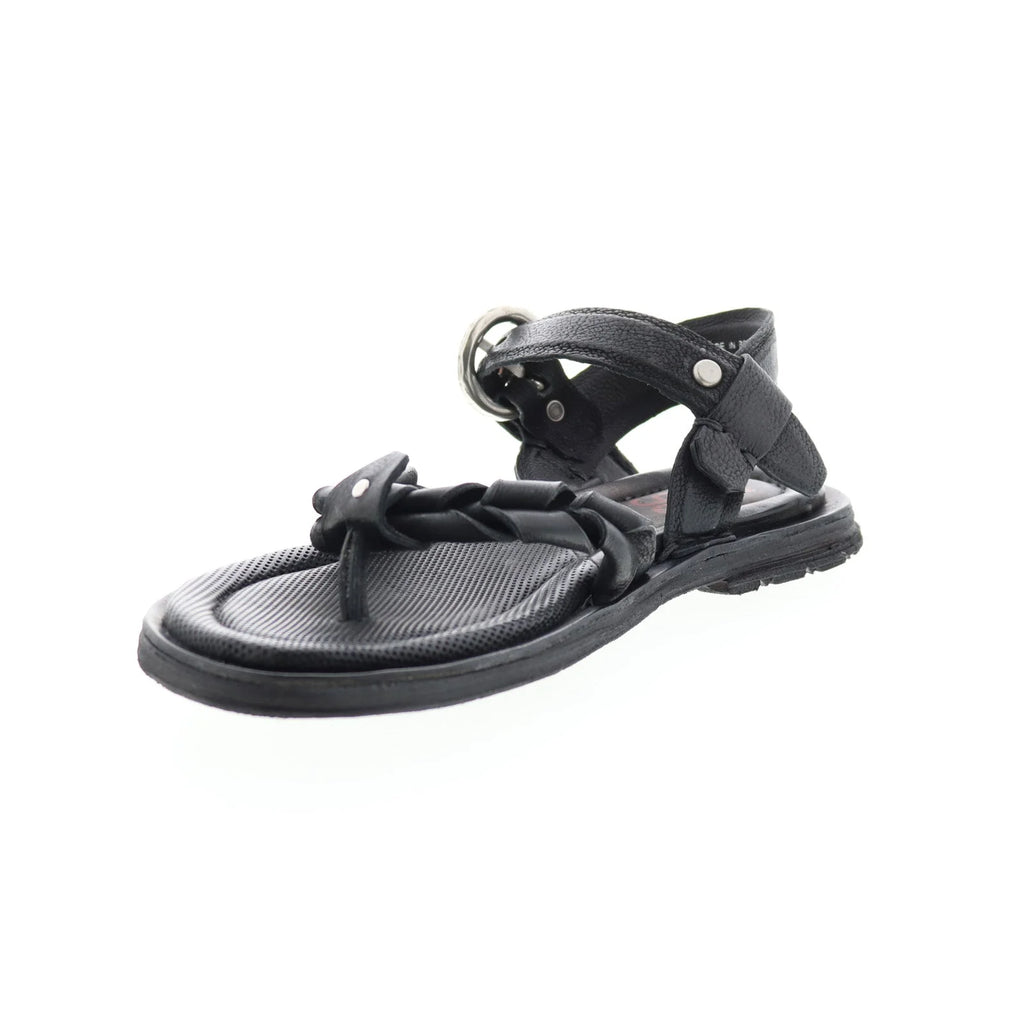 Tarron A84001-101 Womens Black Leather Strap Sandals Shoes